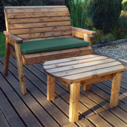Charles Taylor 2 Seater Deluxe Bench Set with Green Cushions - Size: 118 x 170 x 98cm - Wilko