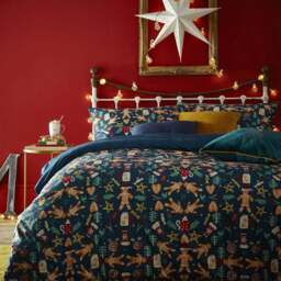 furn. Yuletide Treats Single Navy Christmas Duvet Cover Set - Blue - Wilko