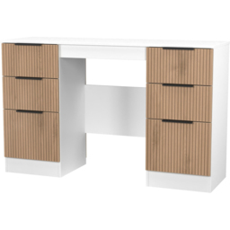 Crowndale Java 6 Drawer Slatt Effect and White Kneehole Desk - Size: 39 x 128 x 80cm - Wilko - thumbnail 5