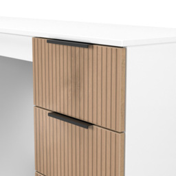 Crowndale Java 6 Drawer Slatt Effect and White Kneehole Desk - Size: 39 x 128 x 80cm - Wilko - thumbnail 7