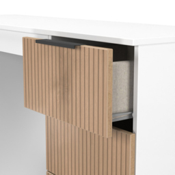 Crowndale Java 6 Drawer Slatt Effect and White Kneehole Desk - Size: 39 x 128 x 80cm - Wilko - thumbnail 6