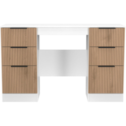 Crowndale Java 6 Drawer Slatt Effect and White Kneehole Desk - Size: 39 x 128 x 80cm - Wilko - thumbnail 3