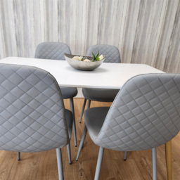 Portland 4 Seater Faux leather Dining Set White and Grey - Multi - Wilko - thumbnail 4