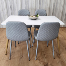Portland 4 Seater Faux leather Dining Set White and Grey - Multi - Wilko - thumbnail 3