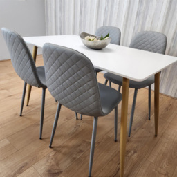 Portland 4 Seater Faux leather Dining Set White and Grey - Multi - Wilko - thumbnail 7
