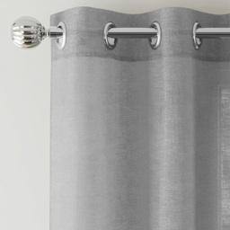 Tyrone Textiles Crete Silver Linen Look Eyelet Voile Panel Curtains 140 x 183cm - Size: W 140 x D 183cm - Wilko - thumbnail 3