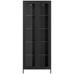LPD Home Mase 2 Door Black Glass Display Cabinet - Size: 180 x 70 x 35cm - Wilko - thumbnail 3