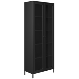 LPD Home Mase 2 Door Black Glass Display Cabinet - Size: 180 x 70 x 35cm - Wilko - thumbnail 4