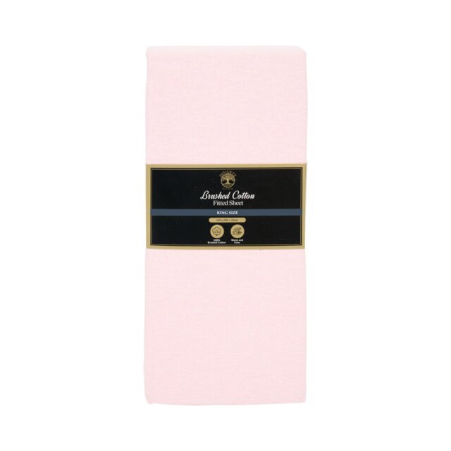 Cosy Brushed Cotton Fitted Sheet Blush King - Divante - Wilko - image 1