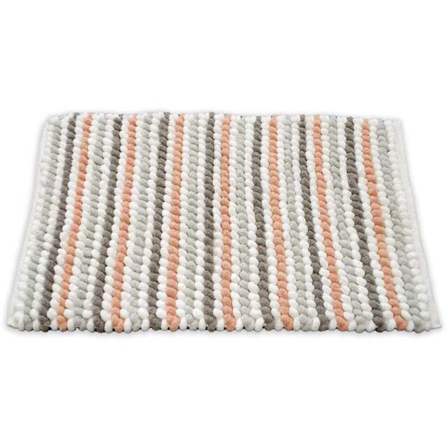 Allure Bath Fashions Blush Pink Striped Chunky Bobble Bath Mat 50 x 80cm - Wilko - image 1