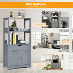 Costway Single Drawer 3 Shelf Grey Multipurpose Storage Cabinet - Size: 102 x 40 x 18cm - Wilko - thumbnail 6