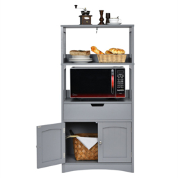 Costway Single Drawer 3 Shelf Grey Multipurpose Storage Cabinet - Size: 102 x 40 x 18cm - Wilko - thumbnail 3