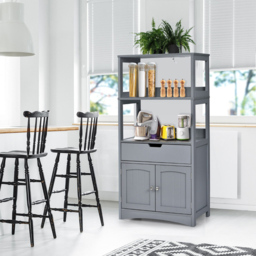 Costway Single Drawer 3 Shelf Grey Multipurpose Storage Cabinet - Size: 102 x 40 x 18cm - Wilko - thumbnail 4