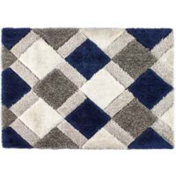 Origins 3D Geo Shaggy Navy Carved Rug 60 x 110cm - Size: 60 x 110 x 4cm - Blue - Wilko - thumbnail 1