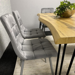 Kosy Koala 6 Seater Velvet Wooden Dining Set Grey - Multi - Wilko - thumbnail 5