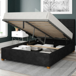 Aspire Caine Small Double Charcoal Kimiyo Linen Ottoman Bed - Grey - Aspire Beds - Wilko - thumbnail 3
