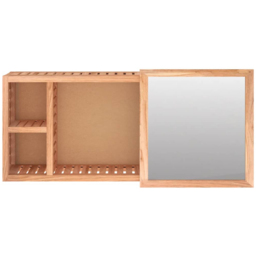 vidaXL 3 Compartment Solid Wood Walnut Sliding Mirror Bathroom Cabinet - Size: 34 x 80 x 17cm - Brown - Wilko - thumbnail 4