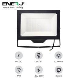 ENER-J 4000K 200W LED Floodlight - Size: 40 x 20 x 10cm - Black - Wilko - thumbnail 7