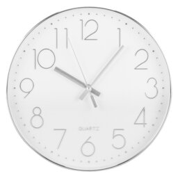 Silver Numbers Round Wall Clock 30cm - Wilko - thumbnail 1