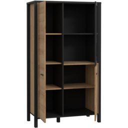 Florence High Rock 2 Door Matt Black and Riviera Oak Small Display Cabinet - Size: 40 x 86 x 152cm - Furniture to Go - Wilko - thumbnail 4