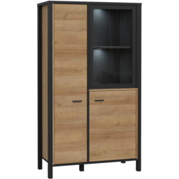 Florence High Rock 2 Door Matt Black and Riviera Oak Small Display Cabinet - Size: 40 x 86 x 152cm - Furniture to Go - Wilko - thumbnail 5