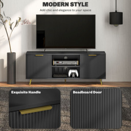 HOMCOM 2 Door 2 Shelf Black TV Stand Cabinet with Storage - Size: 48.0 cm x 35.0 cm x 120.0 cmcm - Wilko - thumbnail 7