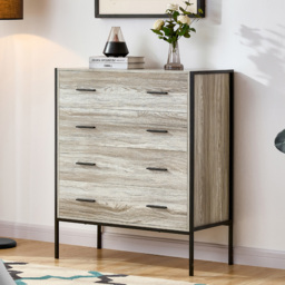 Vida Designs Brooklyn 4 Drawer Grey Rustic Metal Frame Chest of Drawers - Wilko - thumbnail 5