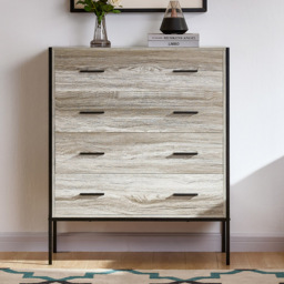 Vida Designs Brooklyn 4 Drawer Grey Rustic Metal Frame Chest of Drawers - Wilko - thumbnail 4