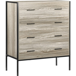 Vida Designs Brooklyn 4 Drawer Grey Rustic Metal Frame Chest of Drawers - Wilko - thumbnail 3