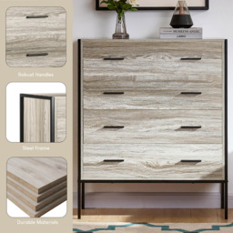 Vida Designs Brooklyn 4 Drawer Grey Rustic Metal Frame Chest of Drawers - Wilko - thumbnail 7