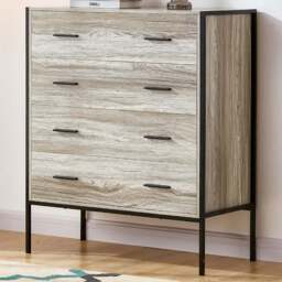 Vida Designs Brooklyn 4 Drawer Grey Rustic Metal Frame Chest of Drawers - Wilko - thumbnail 1