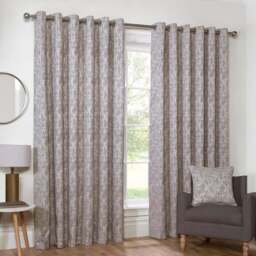 Amara Chenille Eyelet Curtain - Silver/228cm - Size: W 90 x D 90cm - Divante - Wilko