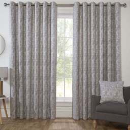 Amara Chenille Eyelet Curtain - Silver/228cm - Size: W 90 x D 90cm - Divante - Wilko - thumbnail 3