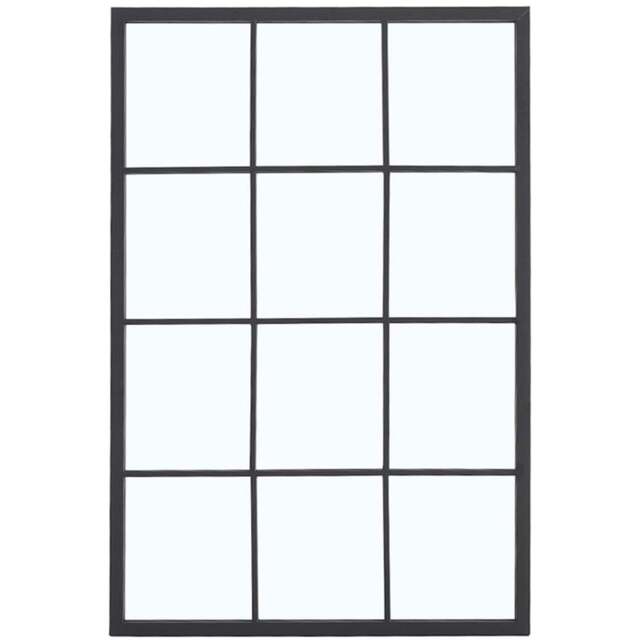 Living and Home Grid Window Mirror with Metal Frame - Size: 90 x 60 x 2cm - Black - Wilko - image 1