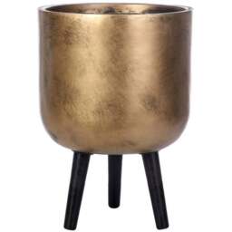 wilko Gold Concrete Effect Indoor Planter with Legs 43cm - Instadecor