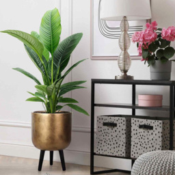 wilko Gold Concrete Effect Indoor Planter with Legs 43cm - Instadecor - thumbnail 4