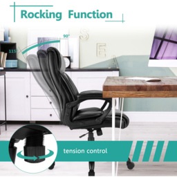 Costway High Back Rocking Office Chair - Size: 73 x 69 x 40cm - Black - Wilko - thumbnail 5