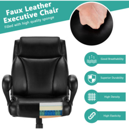 Costway High Back Rocking Office Chair - Size: 73 x 69 x 40cm - Black - Wilko - thumbnail 7