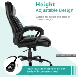 Costway High Back Rocking Office Chair - Size: 73 x 69 x 40cm - Black - Wilko - thumbnail 6