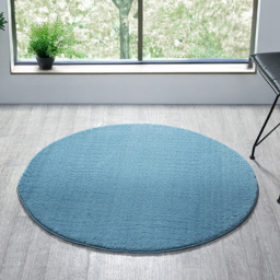 Desire Rugs Comfy Blue Anti Slip Felt Backing Round Rug 100cm - Size: 100 x 100cm - Wilko - thumbnail 3
