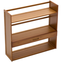 Living and Home Single Drawer 3 Shelf Brown Bamboo Desktop Bookshelf - Wilko - thumbnail 3