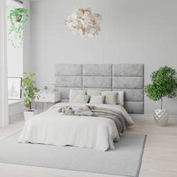 Aspire EasyMount Silver Mirazzi Velvet Upholstered Wall Mounted Headboard Panels 4 Pack - Aspire Beds - Wilko