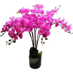 Leaf Dark Pink Orchid Bush Artificial Tree in Pot 2.8ft - Size: 85 x 70 x 70cm - Wilko
