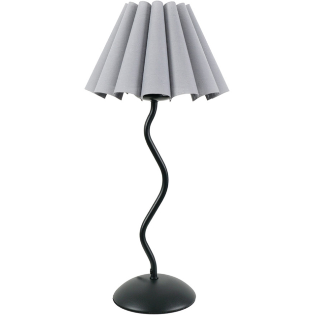 ValueLights Wiggle Grey Scallop Shade Black Metal Stem LED Table Lamp - Wilko - image 1