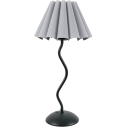 ValueLights Wiggle Grey Scallop Shade Black Metal Stem LED Table Lamp - Wilko