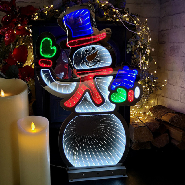 Samuel Alexander Infinity Light Up Standing Snowman Christmas Decoration 56cm - Size: 56 x 36 x 10cm - White - Wilko - image 1