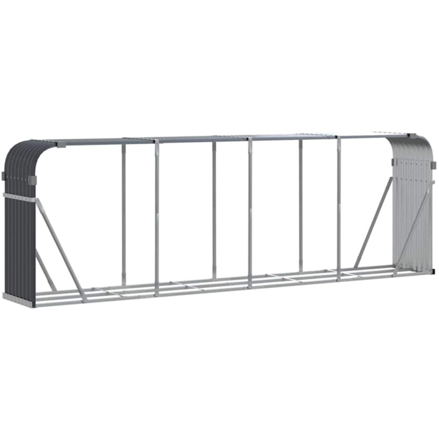 vidaXL Anthracite Galvanised Steel Firewood Log Holder 100 x 300 x 45cm - Grey - Wilko - image 1