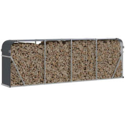 vidaXL Anthracite Galvanised Steel Firewood Log Holder 100 x 300 x 45cm - Grey - Wilko - thumbnail 3