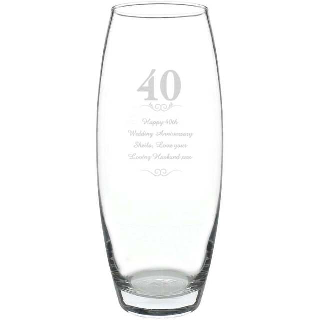 Personalised Memento Personalised 40 Years Bullet Vase - Size: 1.0 x 2.4 x 1.0cm - Clear - Wilko - image 1