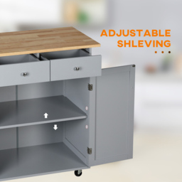Portland 2 Door 2 Drawer Grey Kitchen Island Trolley - Size: 87 x 48 x 90cm - Wilko - thumbnail 7